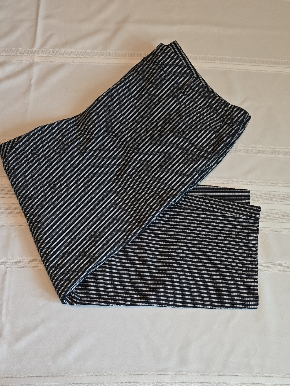 Talbots Black and White Vertical Stripe Pants, Stretch Size 18
